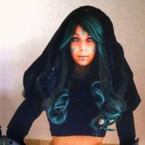 Turquoise Purple Dark Grey Wig Costume Cosplay